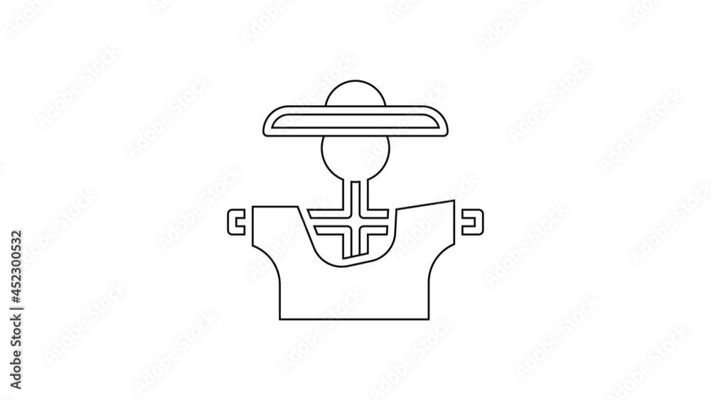 Black line Scarecrow icon isolated on white background. 4K Video motion graphic animation Black line Scarecrow icon isolated on white background. 4K Video motion graphic animation