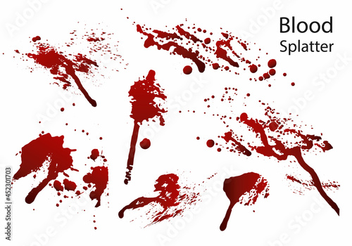 Collection of different blood splatter or paint,Halloween concept,ink splatter background isolated on white background