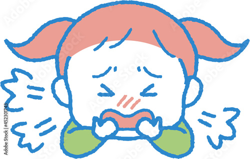せきをする女の子のイラスト