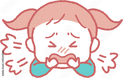 せきをする女の子のイラスト