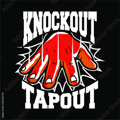 Hand Tapout, Knockout MMA Vector Template, Design element for logo, poster, card, banner, emblem, t shirt. Vector illustration