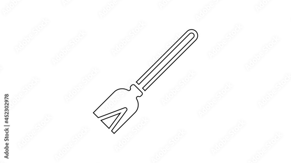 Black line Handle broom icon isolated on white background. Cleaning service concept. 4K Video motion graphic animation Black line Handle broom icon isolated on white background. Cleaning service concept. 4K Video motion graphic animation