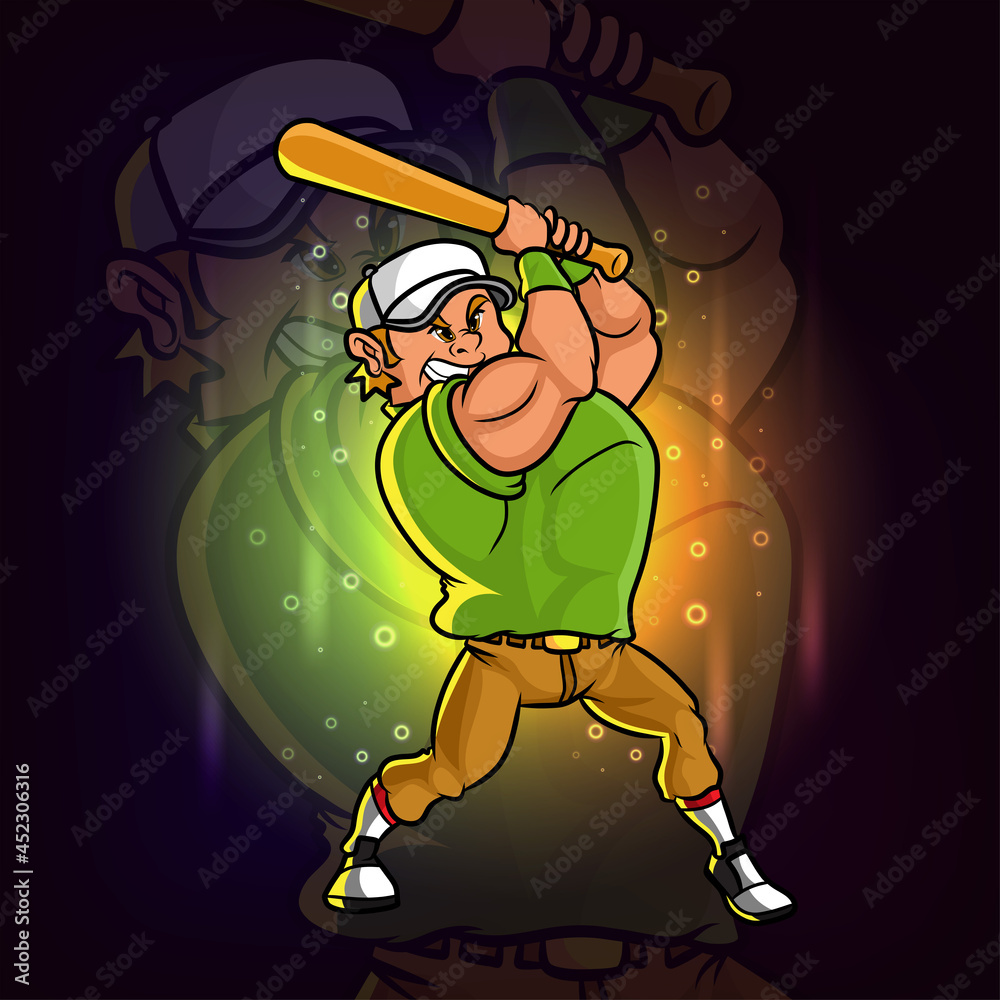 The batter of baseball player is swinging the bat for esport logo design The batter of baseball player is swinging the bat for esport logo design