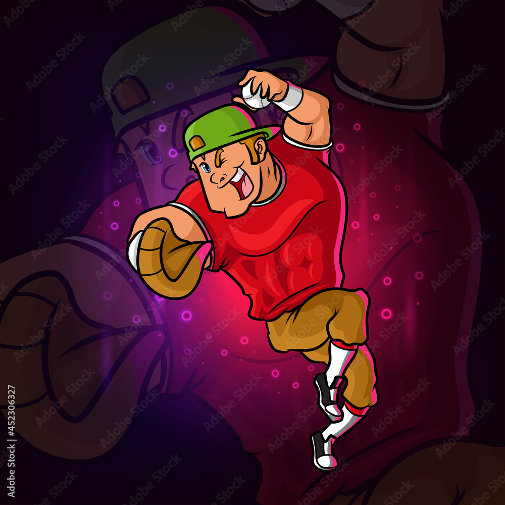 The pitcher of baseball player is pitching the ball esport logo inspiration The pitcher of baseball player is pitching the ball esport logo inspiration