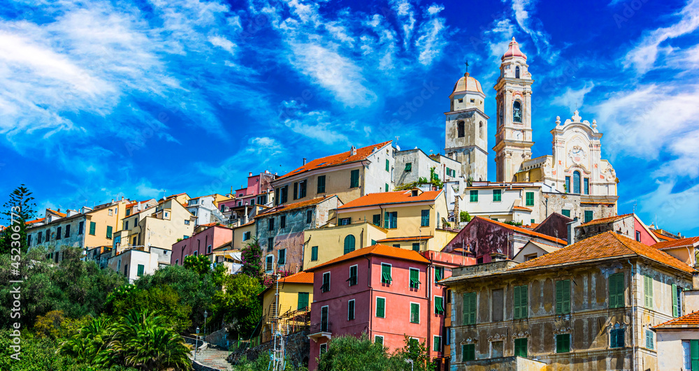 View of Cervo in the province of Imperia, Liguria, Italy