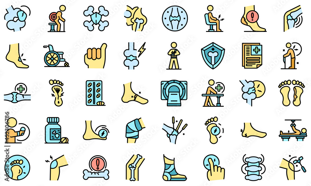 Arthritis icon. Outline arthritis vector icon thin line color flat on white Arthritis icon. Outline arthritis vector icon thin line color flat on white
