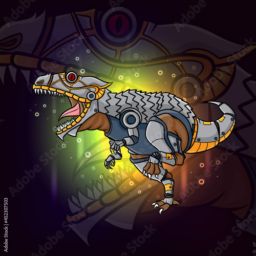 The steampunk of ancient animal parasaurolophus esport mascot design
