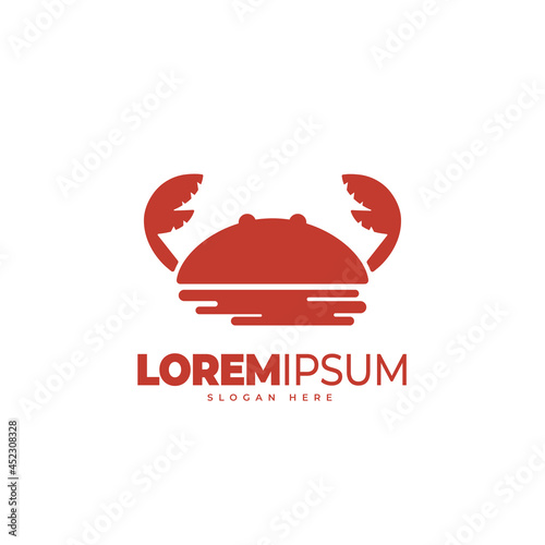 Crab island logo template. Combined the crab and island icon concept. Vector illustration