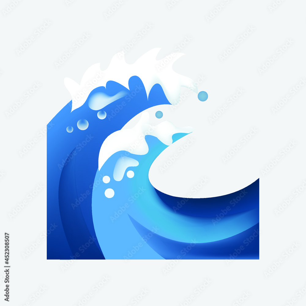 Water wave vector flat icon. Isolated sea, ocean wave emoji