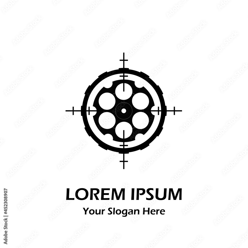 Obraz premium logo lorem ipsum revolver bullet slot with gear and target