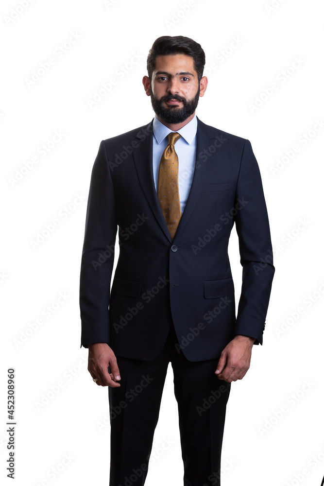 A young man wearing suit on a white background A young man wearing suit on a white background