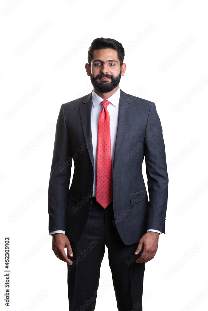 Fototapeta premium A young man wearing suit on a white background