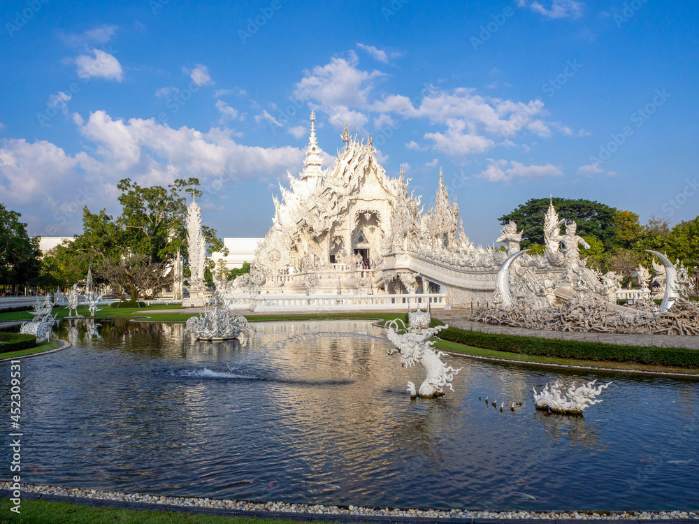 The beautiful white art architecture temple, Wat Rong Khun Temple, Chiang Rai, Thailand. The beautiful white art architecture temple, Wat Rong Khun Temple, Chiang Rai, Thailand.