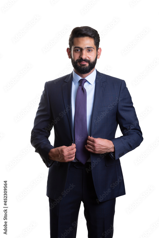 A young man wearing suit on a white background A young man wearing suit on a white background