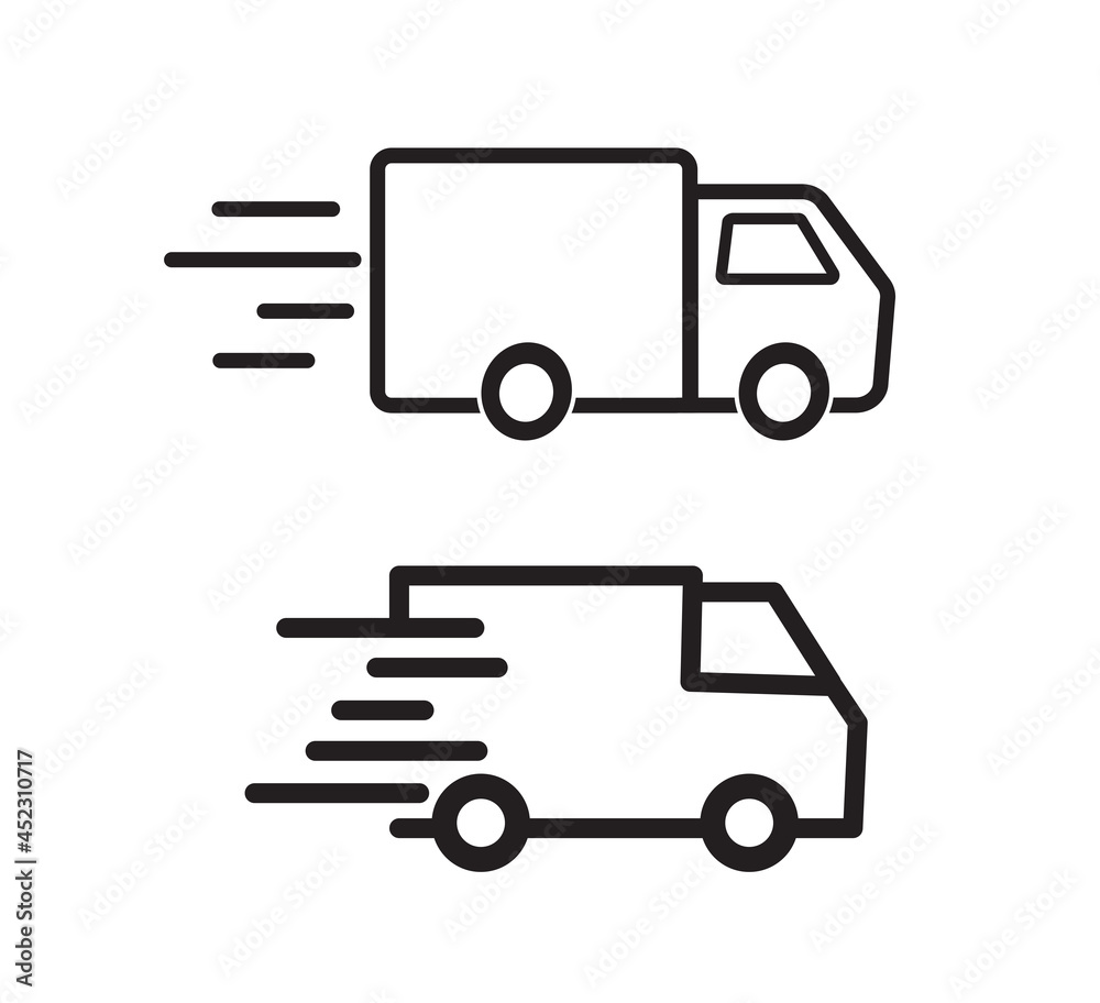 set of Fast delivery truck icon. Fast shipping. Design for website and mobile apps. Vector illustration.