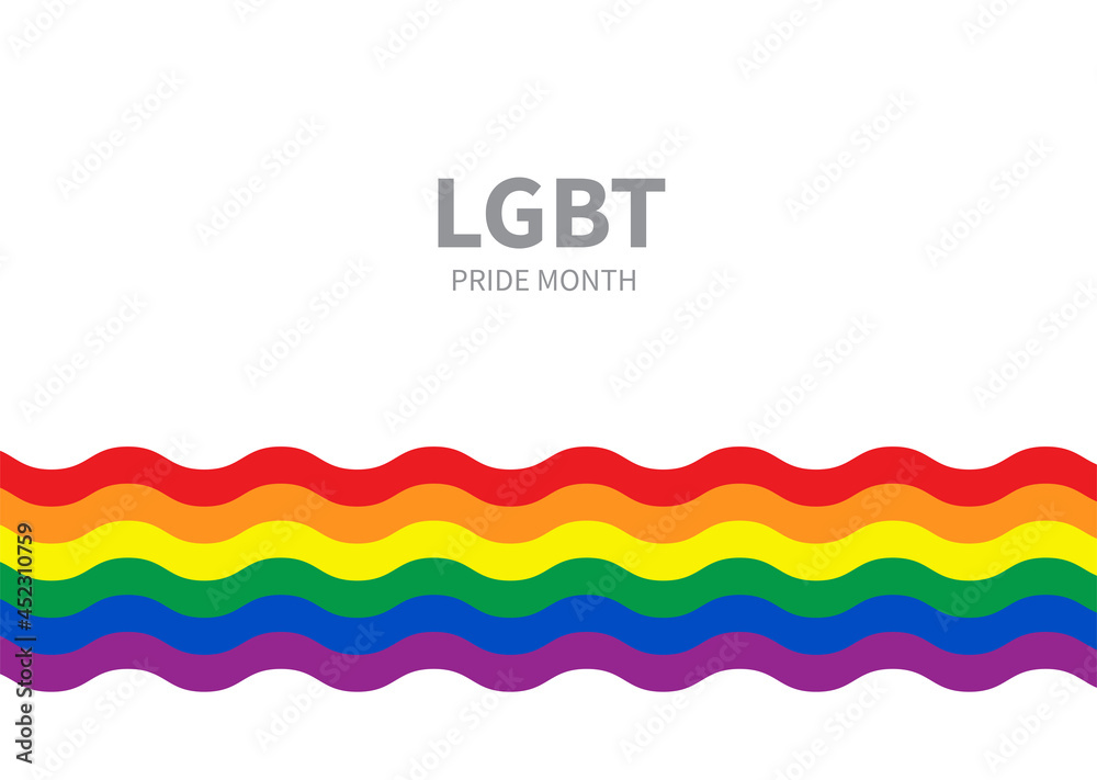 Rainbow flag. LGBT pride flag movement on white background with copy ...