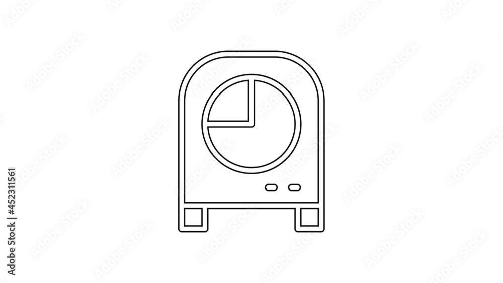 Black line Kitchen timer icon isolated on white background. Cooking utensil. 4K Video motion graphic animation Black line Kitchen timer icon isolated on white background. Cooking utensil. 4K Video motion graphic animation