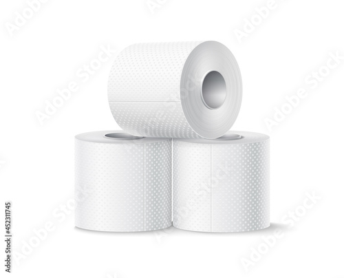 Vector realistic toilet paper roll pyramid white