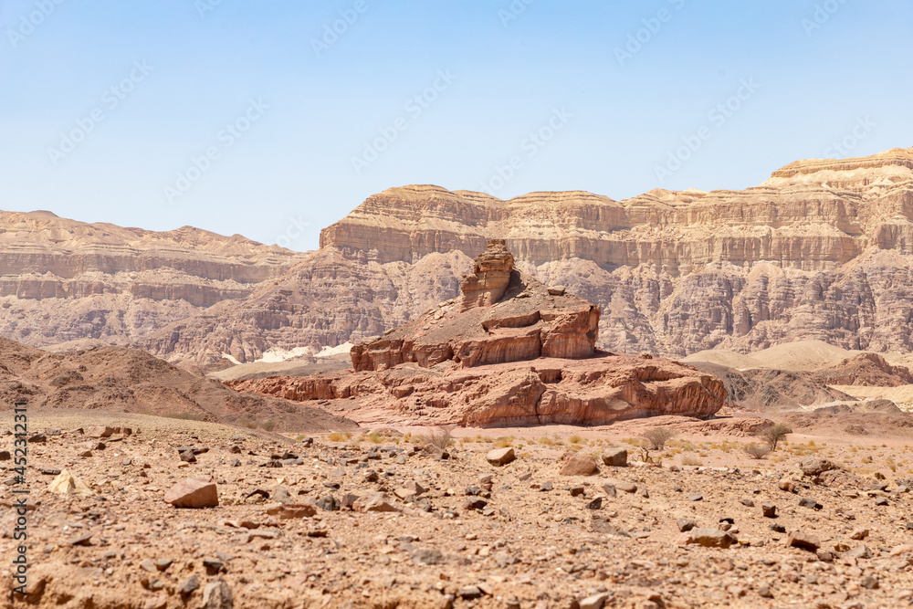 Spiral  Red Mountain in Timna National Park near Eilat city, southern Israel.