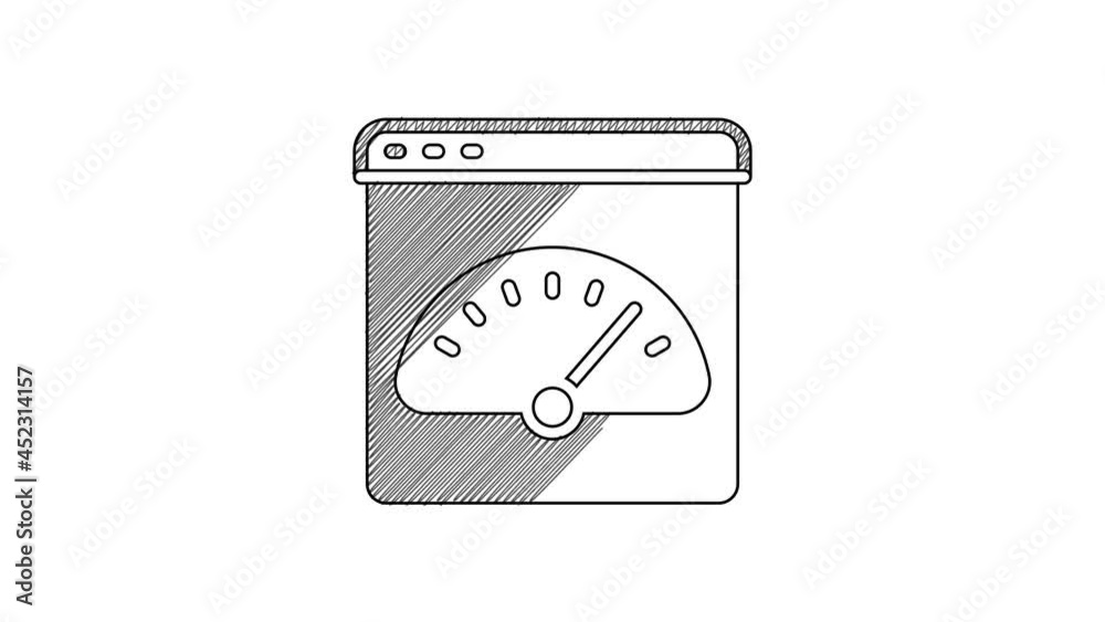 Black line Digital speed meter icon isolated on white background. Global network high speed connection data rate technology. 4K Video motion graphic animation Black line Digital speed meter icon isolated on white background. Global network high speed connection data rate technology. 4K Video motion graphic animation