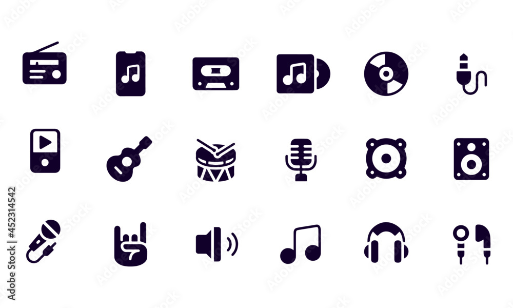 Audio and Music Flat Icons Set Audio and Music Flat Icons Set