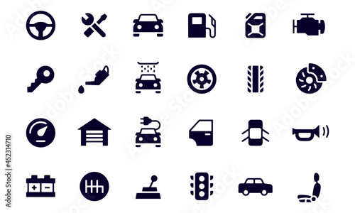 Car Service Flat Icons Set vector design ,Auto service, car garage icons set 