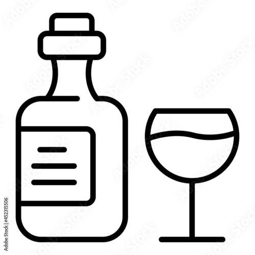 Italian wine bottle icon outline vector. Glass label. Rose bordeaux