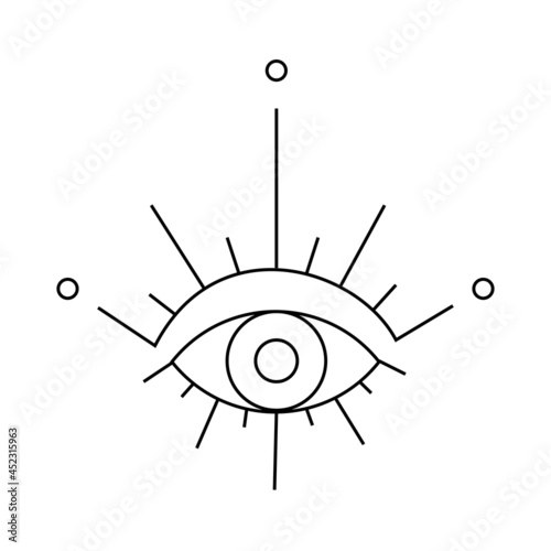 magic isolated contour line black element with all-seeing eye