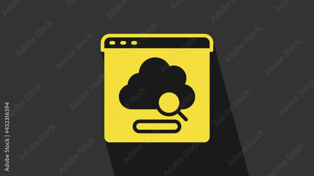Yellow Cloud technology data transfer and storage icon isolated on grey background. 4K Video motion graphic animation Yellow Cloud technology data transfer and storage icon isolated on grey background. 4K Video motion graphic animation