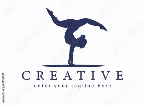 female dancer sports hands down with inverted pattern, supple, supple body
