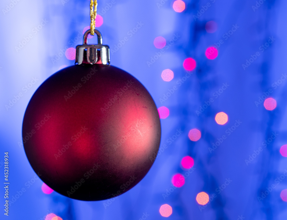 Fototapeta premium Christmas balls on a blue background.