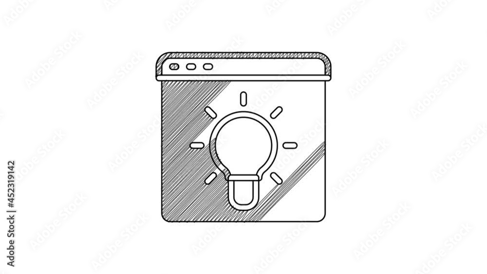 Black line Browser window icon isolated on white background. 4K Video motion graphic animation Black line Browser window icon isolated on white background. 4K Video motion graphic animation