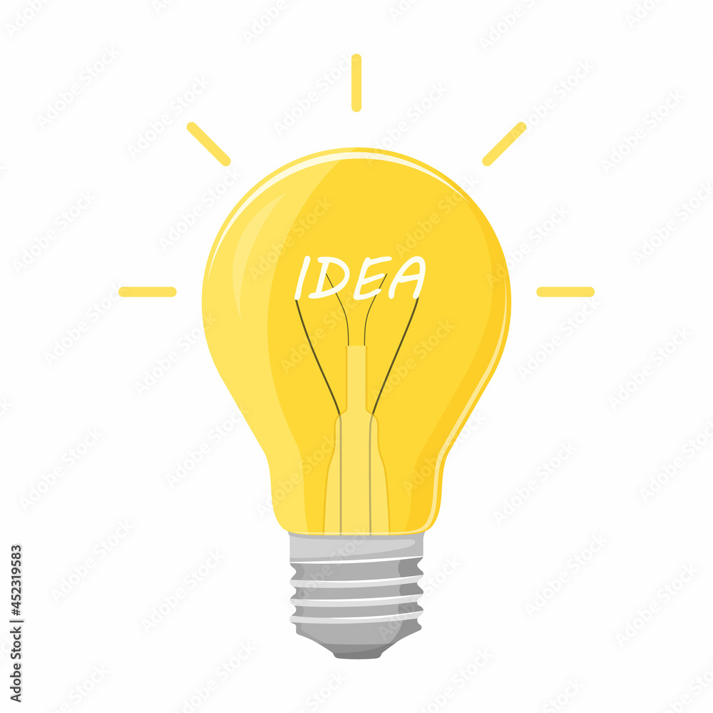 light bulb with the word idea icon, isolated on white background, flat style. Bulb Vector Element Can Be Used For Idea, Bulb, Light Design Concept. light bulb with the word idea icon, isolated on white background, flat style. Bulb Vector Element Can Be Used For Idea, Bulb, Light Design Concept.