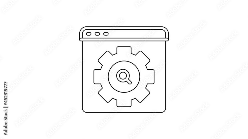Black line Browser setting icon isolated on white background. Adjusting, service, maintenance, repair, fixing. 4K Video motion graphic animation Black line Browser setting icon isolated on white background. Adjusting, service, maintenance, repair, fixing. 4K Video motion graphic animation