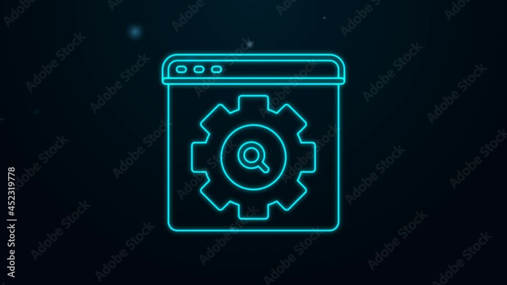 Glowing neon line Browser setting icon isolated on black background. Adjusting, service, maintenance, repair, fixing. 4K Video motion graphic animation Glowing neon line Browser setting icon isolated on black background. Adjusting, service, maintenance, repair, fixing. 4K Video motion graphic animation