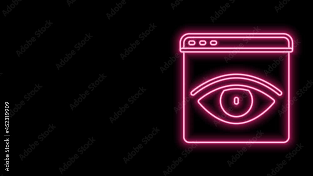 Glowing neon line Browser incognito window icon isolated on black background. 4K Video motion graphic animation Glowing neon line Browser incognito window icon isolated on black background. 4K Video motion graphic animation