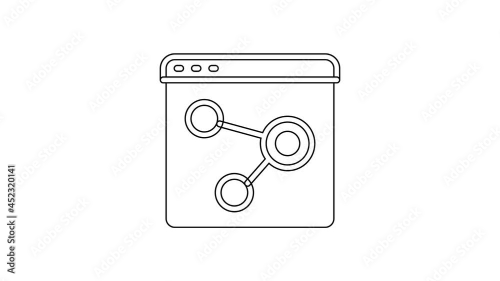Black line Browser window icon isolated on white background. 4K Video motion graphic animation Black line Browser window icon isolated on white background. 4K Video motion graphic animation