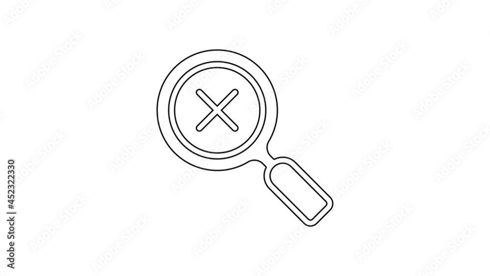 Black line Magnifying glass and delete icon isolated on white background. Search, focus, zoom, business symbol. 4K Video motion graphic animation Black line Magnifying glass and delete icon isolated on white background. Search, focus, zoom, business symbol. 4K Video motion graphic animation