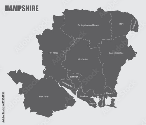 Hampshire county administrative map photo