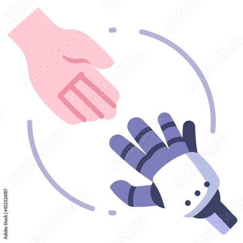 shaking hand human and AI icon