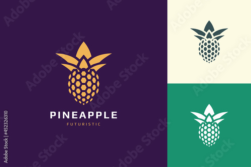 Pineapple database or technology logo in abstract and futuristic shape