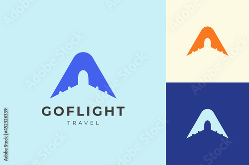 Letter A logo with simple and clean air plane shape