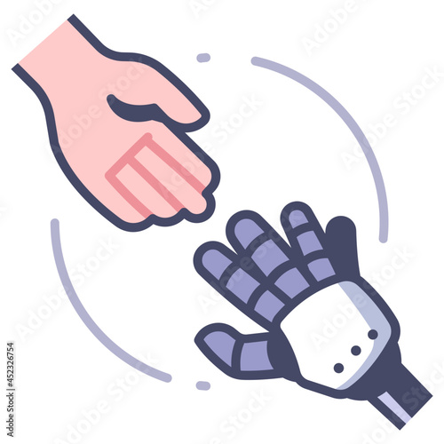 shaking hand human and AI icon