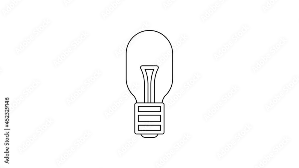 Black line Light bulb with concept of idea icon isolated on white background. Energy and idea symbol. Inspiration concept. 4K Video motion graphic animation Black line Light bulb with concept of idea icon isolated on white background. Energy and idea symbol. Inspiration concept. 4K Video motion graphic animation