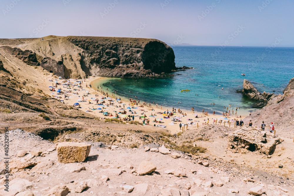 Amazing view of Playa Papagayo beach, Lanzarote, Canary Islands