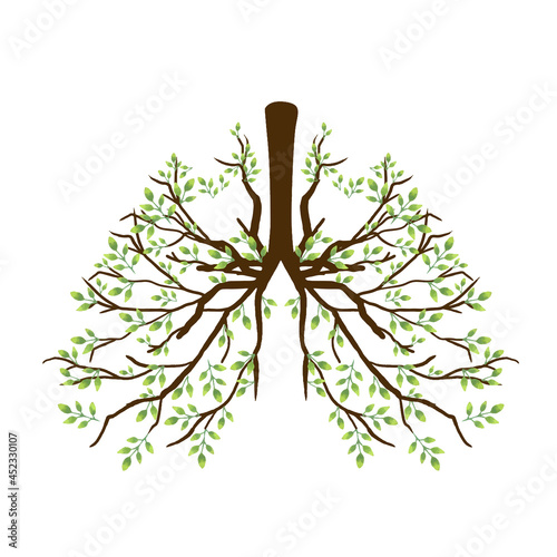 Foliage and branches forming lungs and bronchus human organ anatomy showing healthy lungs for no tobacco day photo
