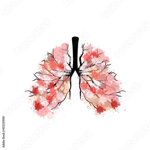 Healthy Lungs with watercolor paint splatter