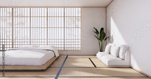 Modern bedroom - japanese style.3D rendering