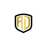 ad shield logo design vector icon