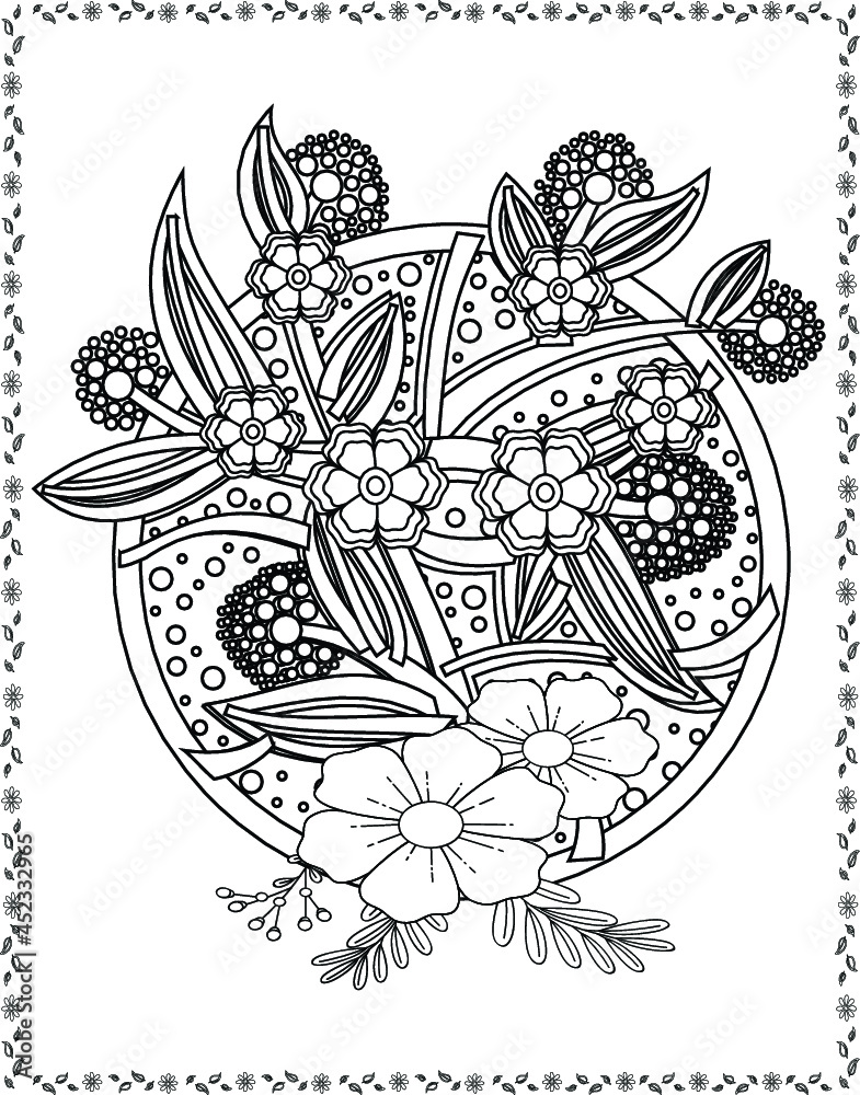 coloring book flowers for adult design drawing flower page white and ...